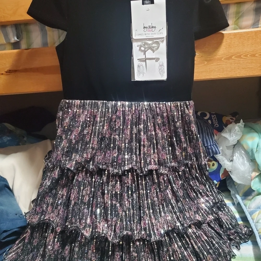 by & by Black and Pink Kids Formal Dress